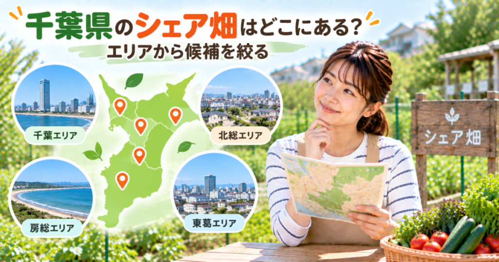 千葉県のシェア畑をエリアや主要駅・市区町村から探すイメージ