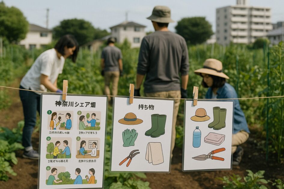 神奈川シェア畑の利用の流れと持ち物