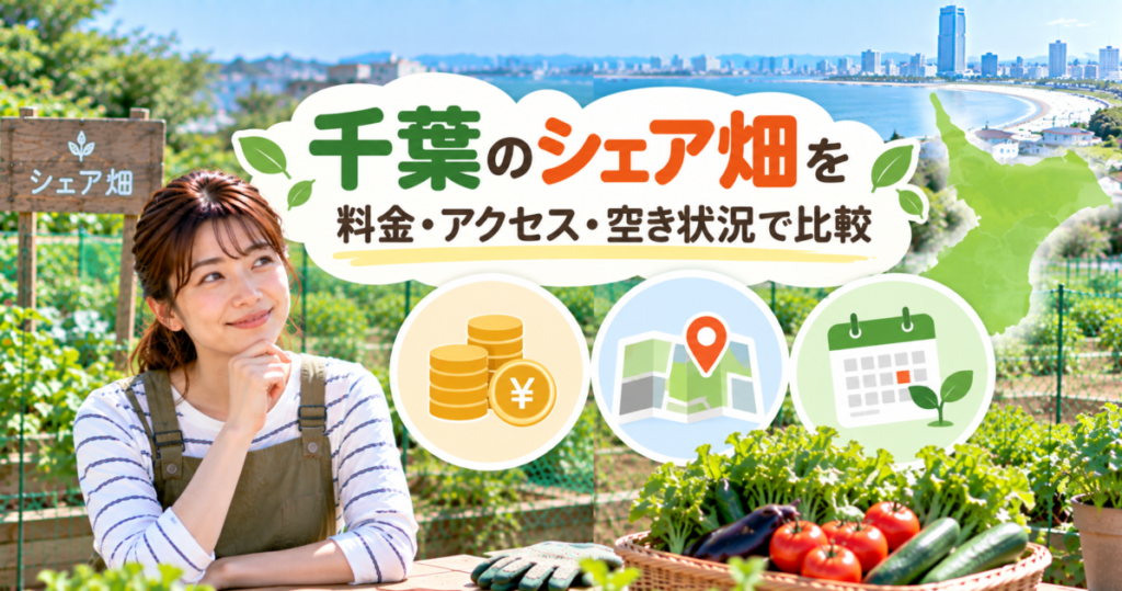 千葉のシェア畑を料金・アクセス・空き状況の3つの条件から比較するイメージ