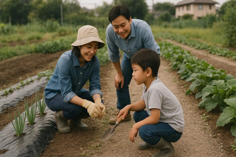 共働き家庭の週1畑で子どもの手伝いを習慣にする