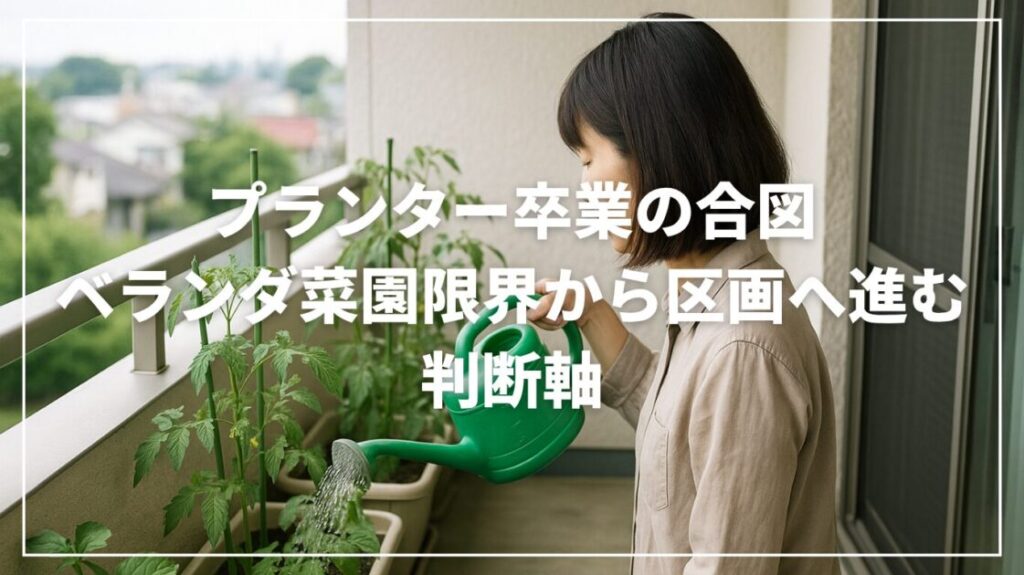 プランター卒業の合図｜ベランダ菜園限界から区画へ進む判断軸