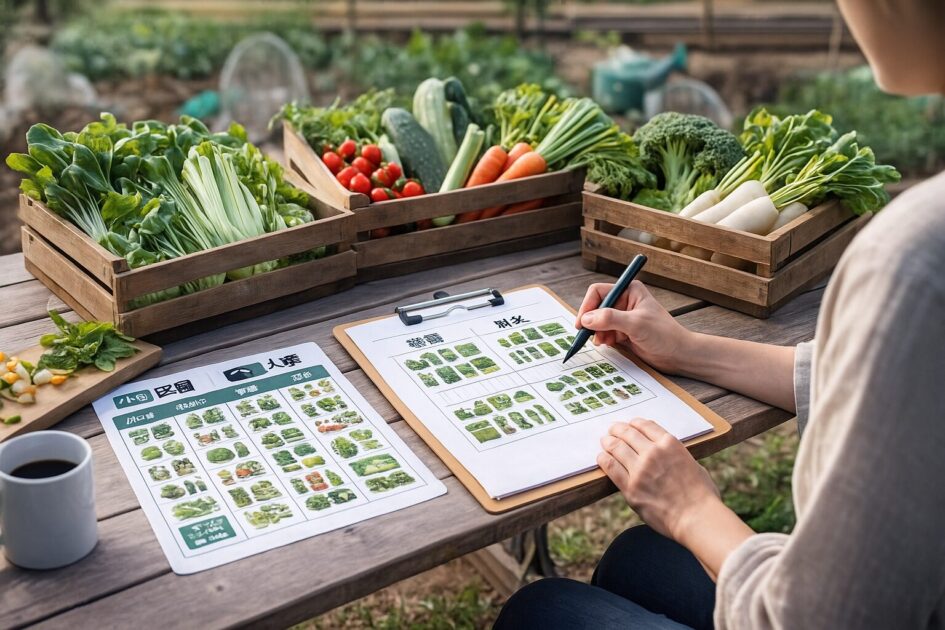 貸し農園区画サイズ別・食べ切れる作付け目安（春夏・秋冬）
