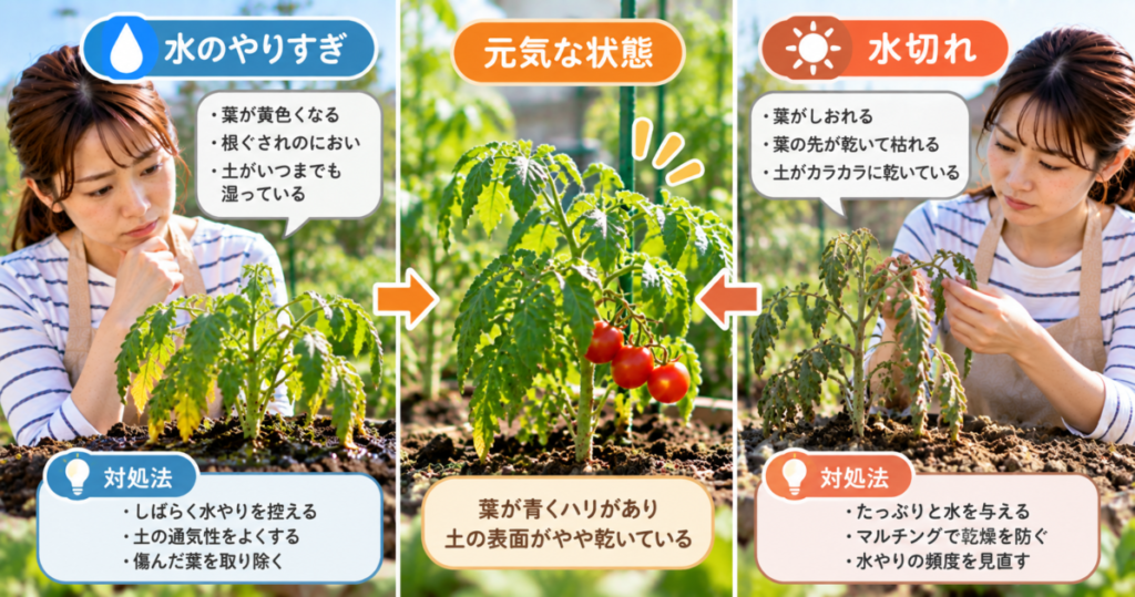 家庭菜園の水のやりすぎと水切れの症状を見分けて対処する方法