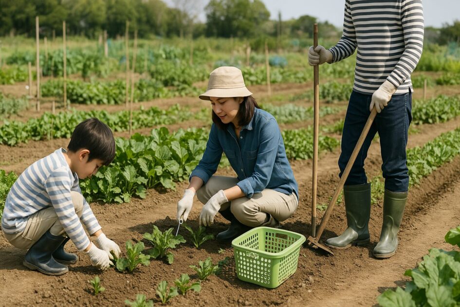 貸し農園家族分担の時間割テンプレ｜15分ユニット×組み合わせ
