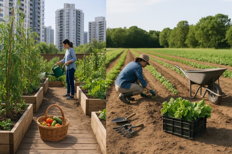 貸し農園郊外と都市部｜比較のものさしと前提（総額・収量・手間）