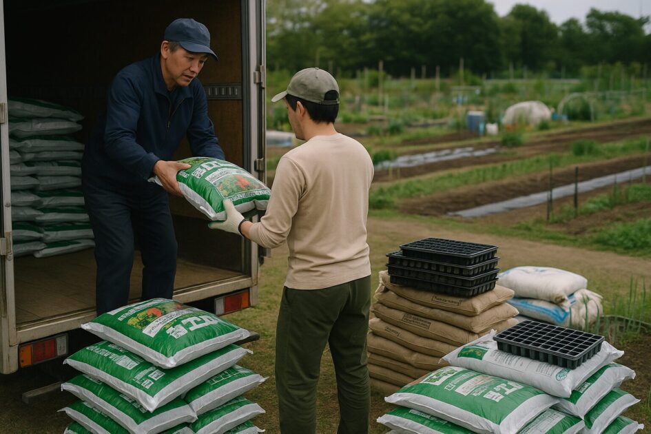 貸し農園の資材の共同購入と現地直送で単価と運搬を下げる