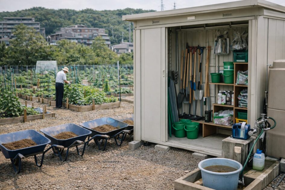 シェア畑戸塚矢部の設備とサポート内容｜「手ぶらで始めやすい理由」