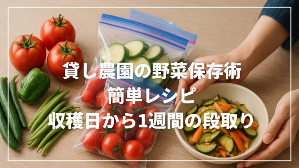 貸し農園の野菜保存術と簡単レシピ｜収穫日から1週間の段取り