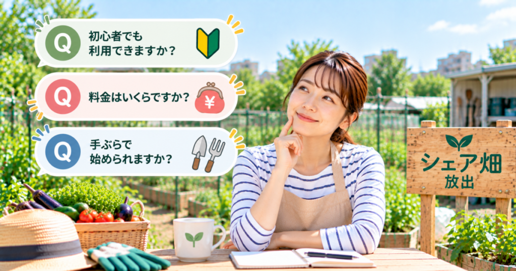 シェア畑放出の初心者利用・料金・手ぶら利用に関するよくある質問のイメージ