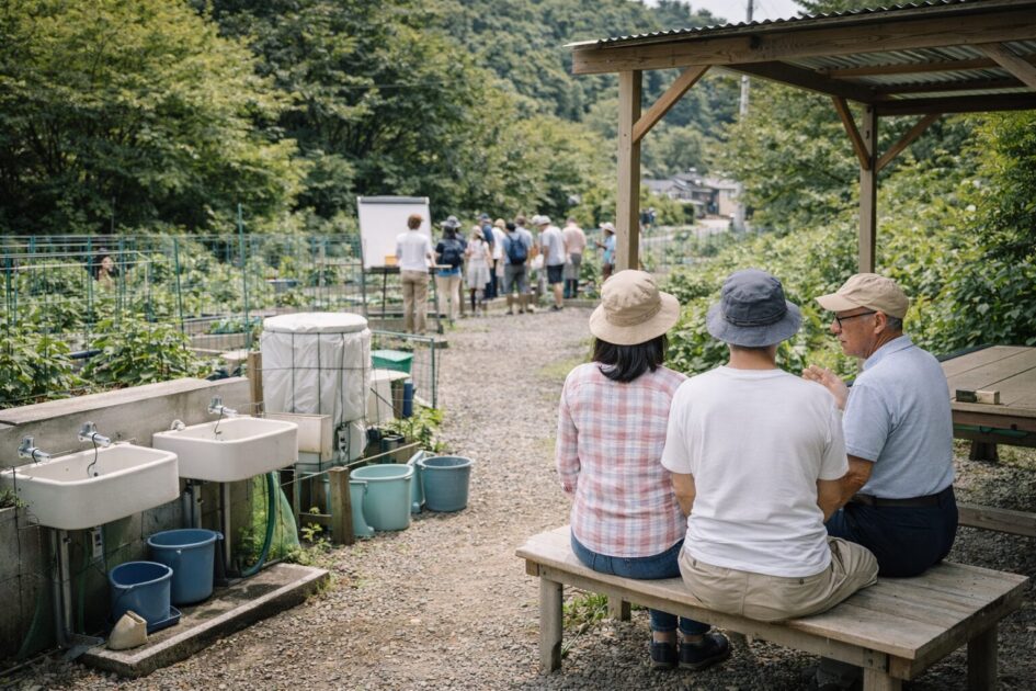 シェア畑戸塚舞岡の設備とサポート｜水場・休憩・講習会で「続く仕組み」