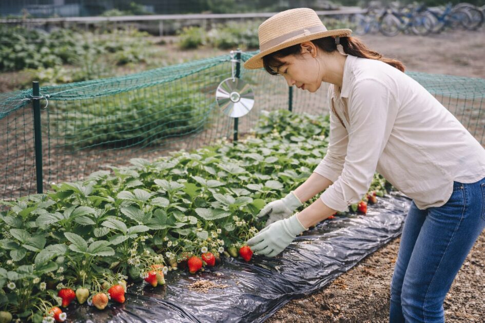 シェア畑いちごは「秋に植えて春に収穫」成功は「苗×マルチ×防鳥」で決まる