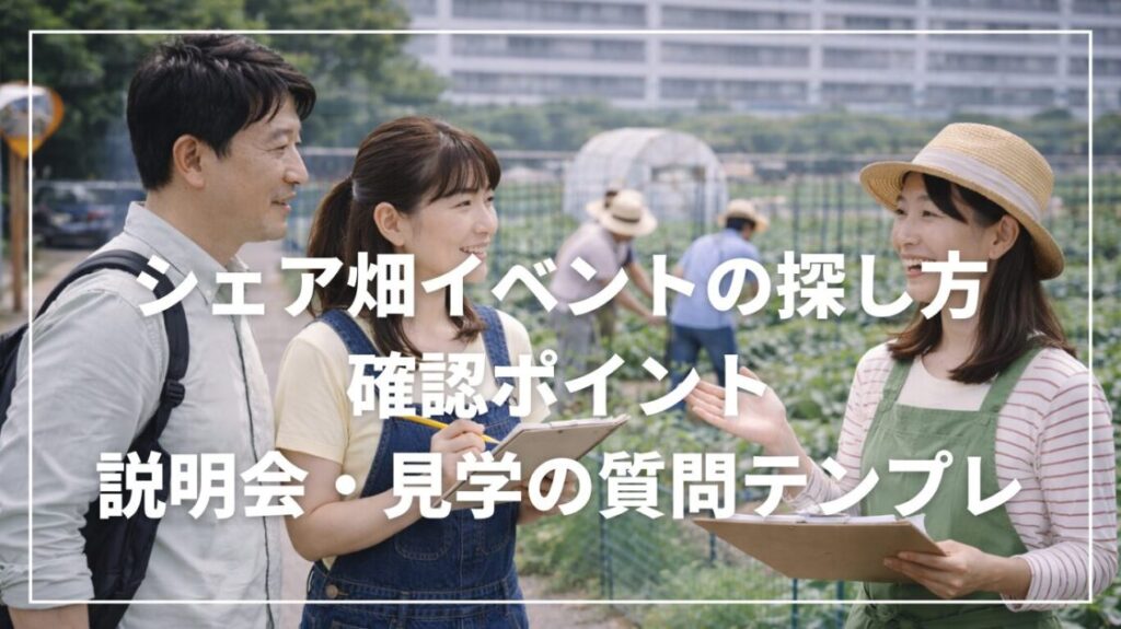 シェア畑イベントの探し方と確認ポイント｜説明会・見学の質問テンプレ