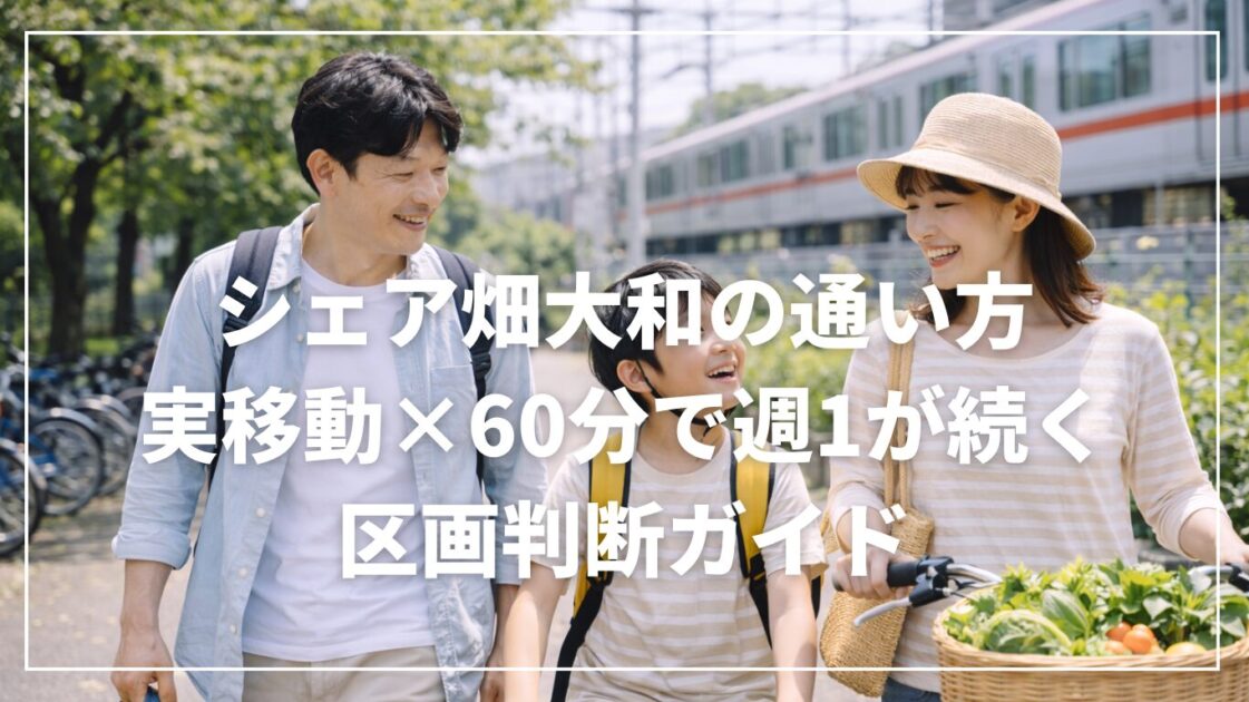 シェア畑大和の通い方｜実移動×60分で週1が続く区画判断ガイド