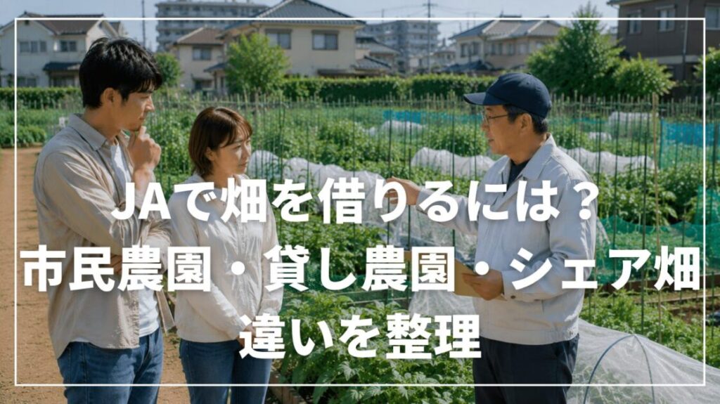 JAで畑を借りるには？市民農園・貸し農園・シェア畑との違いを整理